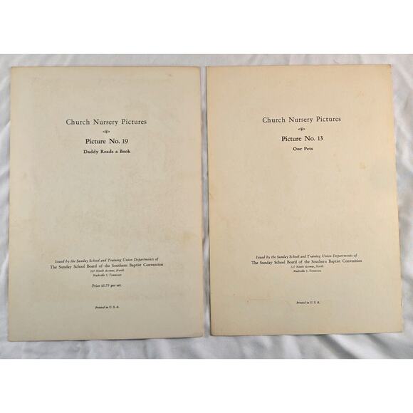 Southern Baptist Church Nursery Pictures Series 1950s 9" x 12" Lot of 6 Lithos - Picture 5 of 7